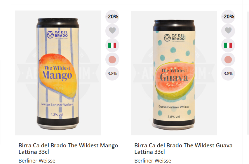 Nuovi arrivi birrificio Ca' del Brado: le Berliner Weisse alla frutta online