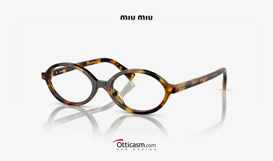 Occhiali ovali in acetato focus sul miu miu mu 01xv vau1o1