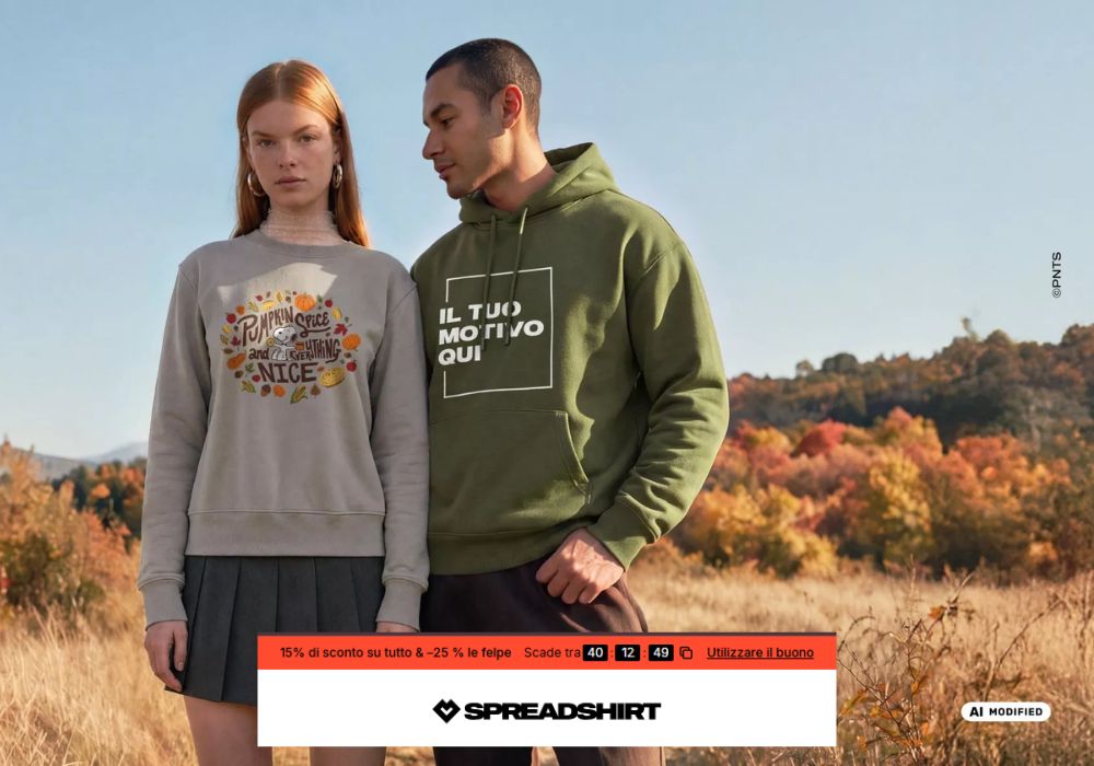 Sconto Spreadshirt con codice SPRD6ZD risparmia su felpe e abbigliamento