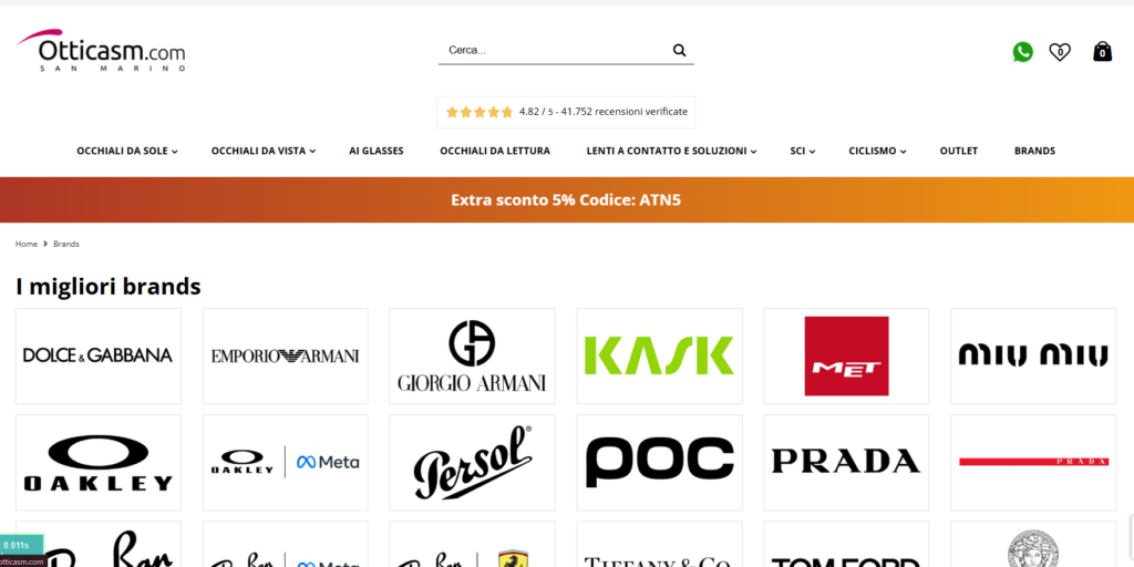 Tutti i grandi brand di occhiali con extra sconto 5%: codice ATN5